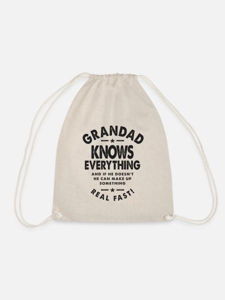 Grandad Knows Everything - Dad & Grandpa - Drawstring Bag - nature