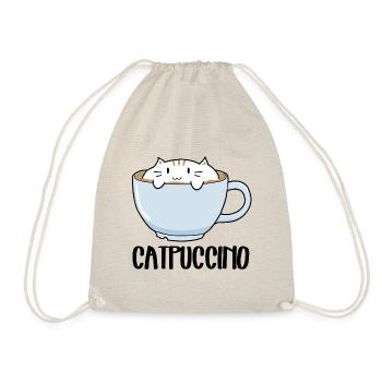 Lustige niedliche Katze auf einem Becher mit Kaffee - Catpuccino - Turnbeutel - Natur - Vorne