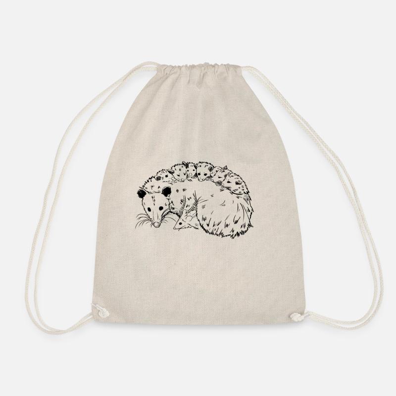 Süßes Opossum mit Babies, Illustration, Süß - Turnbeutel - Natur