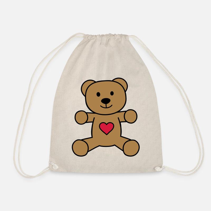 Teddybär mit Herz - Turnbeutel - Natur