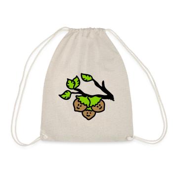 Three hazelnuts on the branch 3 - Drawstring Bag - nature - Front