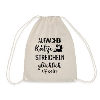 Katze streicheln glücklich sein - Turnbeutel - Natur - Vorne