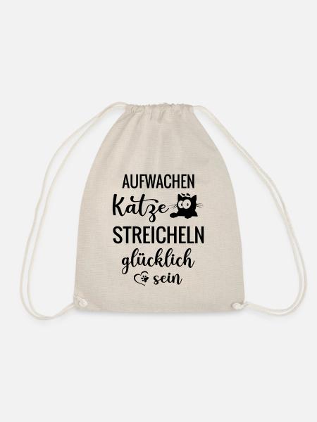 Katze streicheln glücklich sein - Turnbeutel - Natur