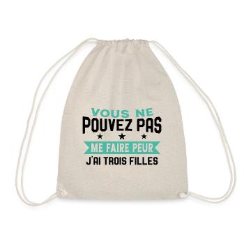 Drôle Papa J'Ai Trois Filles Meilleur Papa Cadeau - Sac de sport léger - nature - Devant