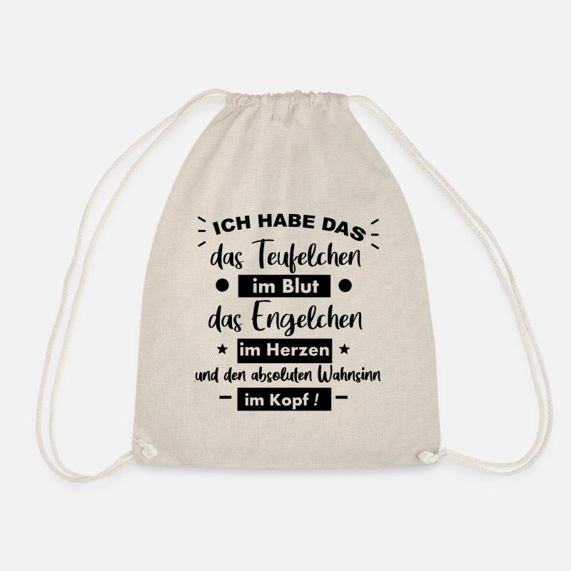 Teufelchen und Engelchen Text Wahnsinn - Turnbeutel - Natur