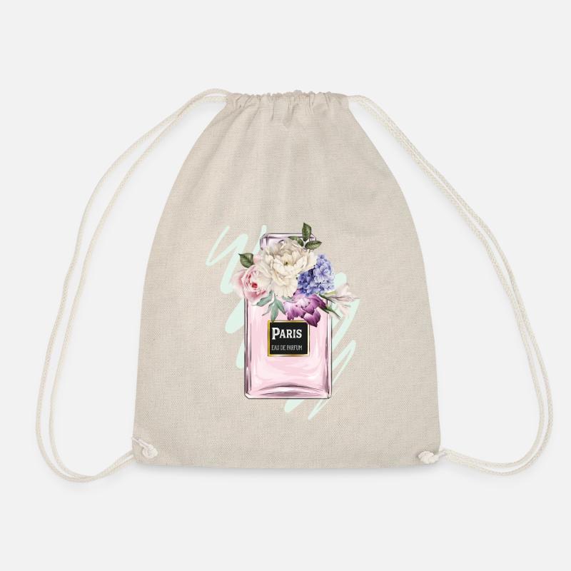 Parfum Flakon mit Blumen - Turnbeutel - Natur