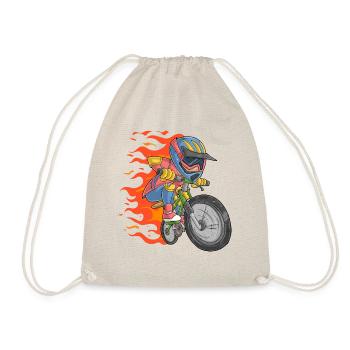 Biker mit Flammen - Turnbeutel - Natur - Vorne