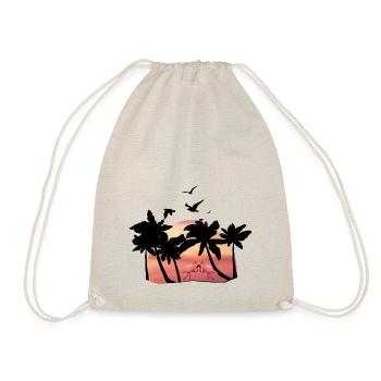 Pink Pink Flamingo - Summer Holiday Illustration - Drawstring Bag - nature - Front