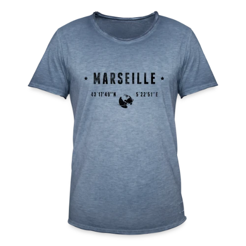 Marseille Coordonnées Globe - T-shirt vintage Homme