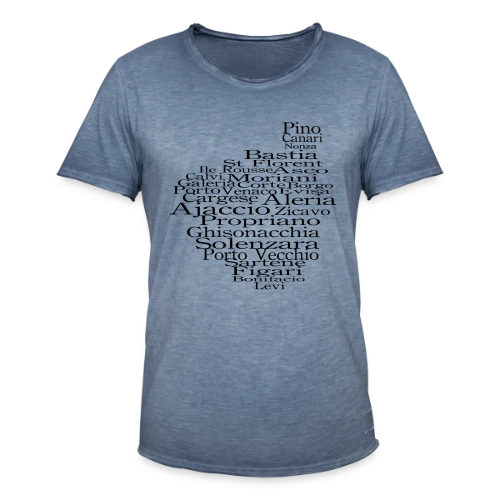 Carte Corse Villes Typographie - T-shirt vintage Homme