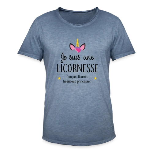 T-shirt Licornesse : Moitié Licorne, Moitié Princesse - T-shirt vintage Homme