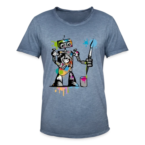 Le Robot Artiste au Pinceau - T-shirt vintage Homme