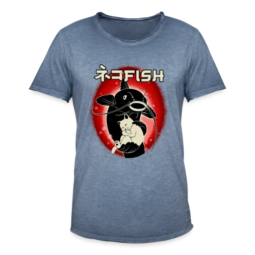 Amitié Insolite : Chat & Poisson-Chat - T-shirt vintage Homme