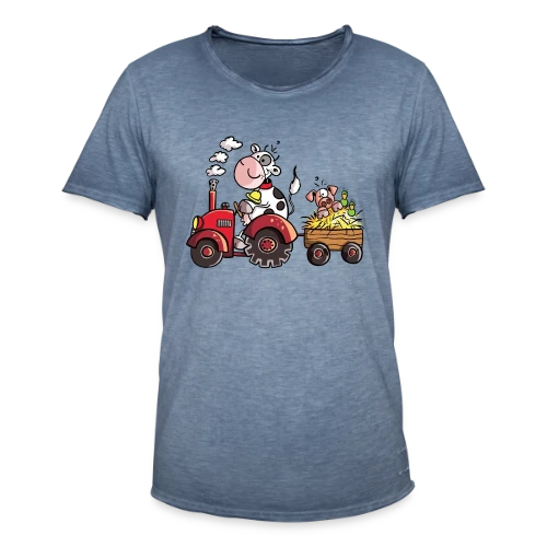 La Vache au Volant, le Cochon à Bord - T-shirt Agricole Fun - T-shirt vintage Homme