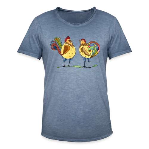 Duo Coq & Poule Champêtre - T-shirt vintage Homme
