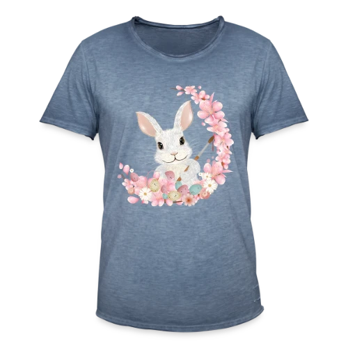 Lapin de Pâques Enchanteur: Fleurs et Pinceau Pastel - T-shirt vintage Homme