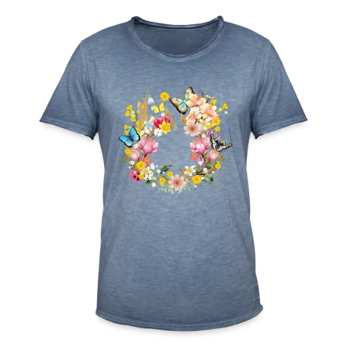 Éclosion Printanière : Fleurs et Papillons Colorés - T-shirt vintage Homme