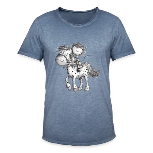 Cheval et cavalier rigolos - Dessin animé - T-shirt vintage Homme