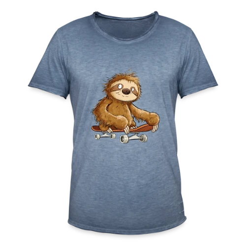 Paresseux Skateboarder Cartoon - Relax et Style - T-shirt vintage Homme