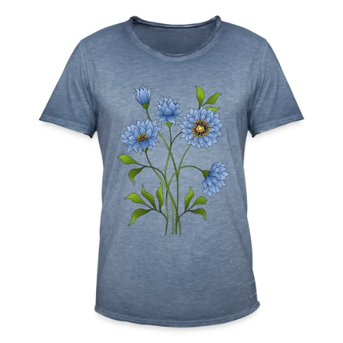 Éclat Floral Bleu - T-shirt vintage Homme