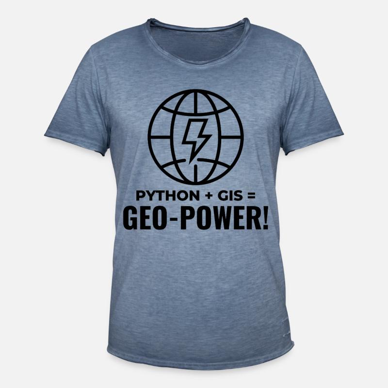 Python GIS Geo-Power Programmierung Geospatial - Männer Vintage T-Shirt - Vintage Denim