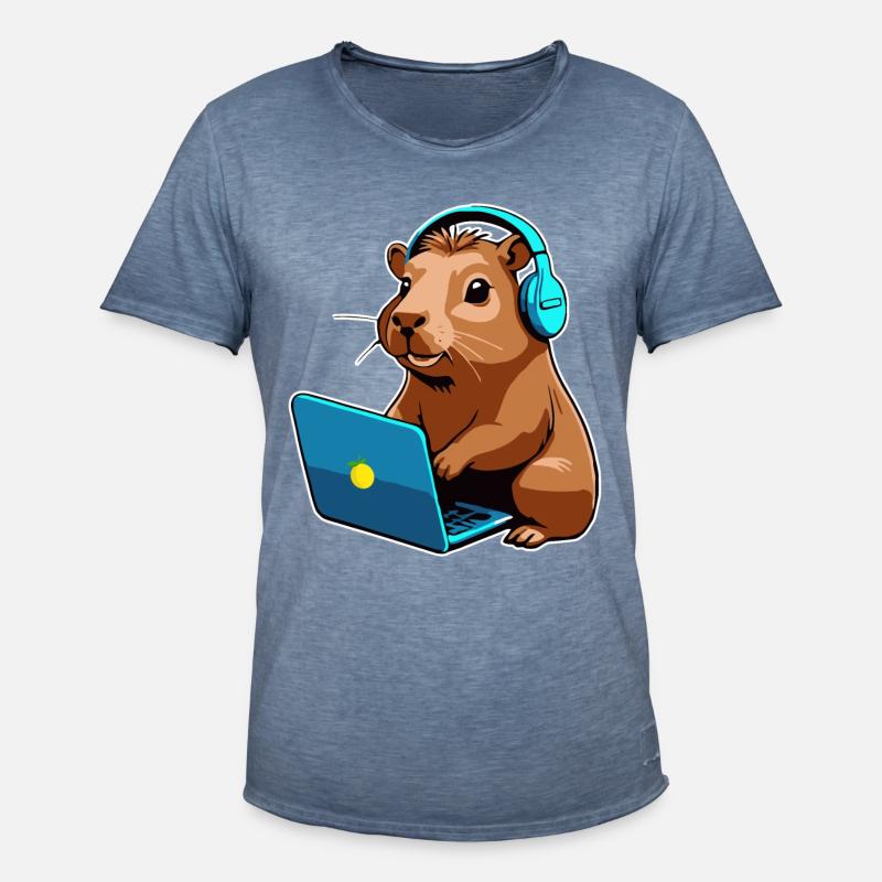 Capybara Programmierer Coder Computer - Männer Vintage T-Shirt - Vintage Denim
