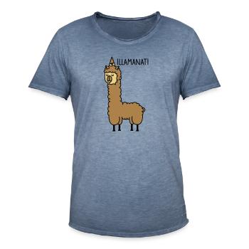Lama - Illuminatii - Männer Vintage T-Shirt - Vintage Denim - Vorne