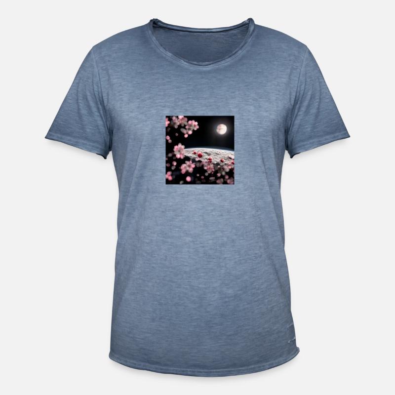 Cherry Tree on the Moon - Männer Vintage T-Shirt - Vintage Denim