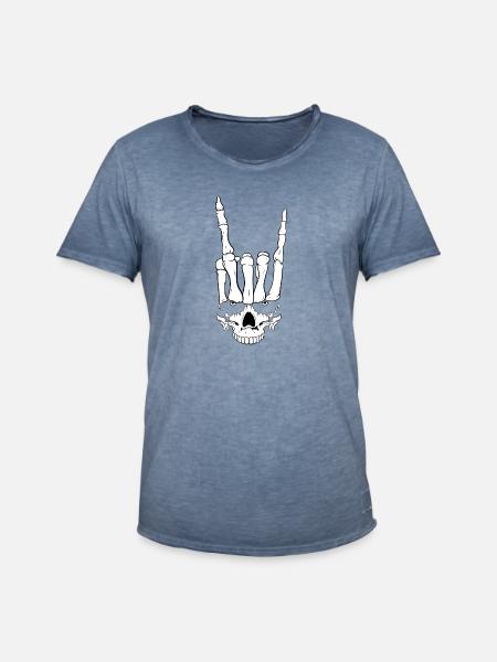 SkullHand black & white - Männer Vintage T-Shirt - Vintage Denim