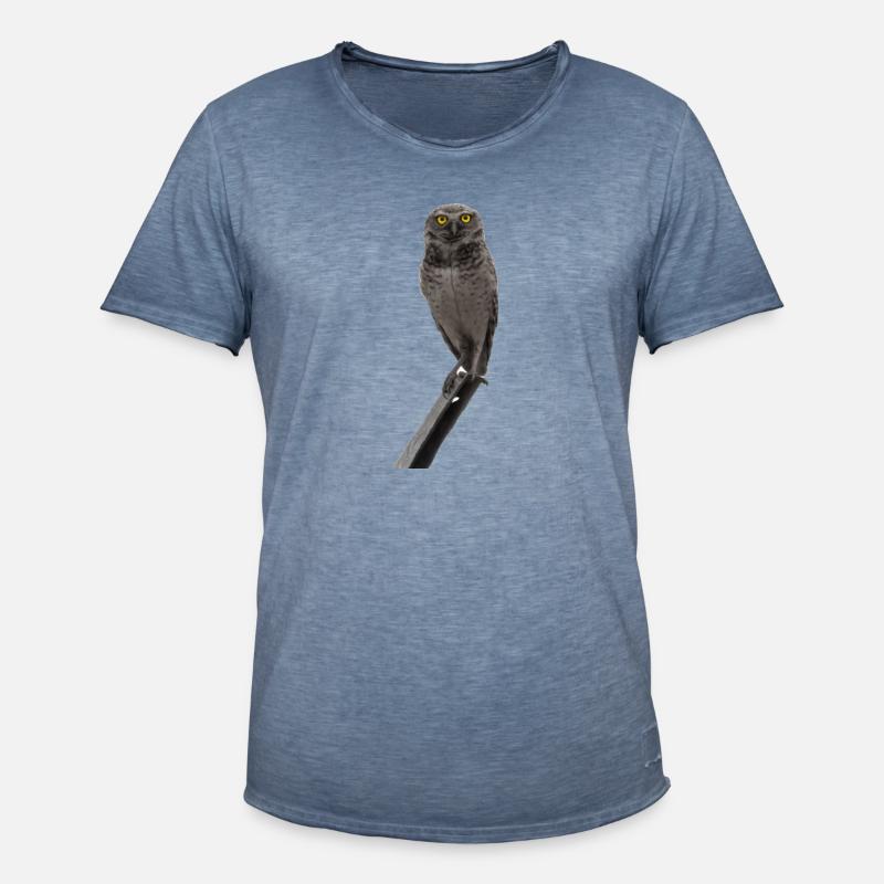 Die Eule die Eule - Männer Vintage T-Shirt - Vintage Denim