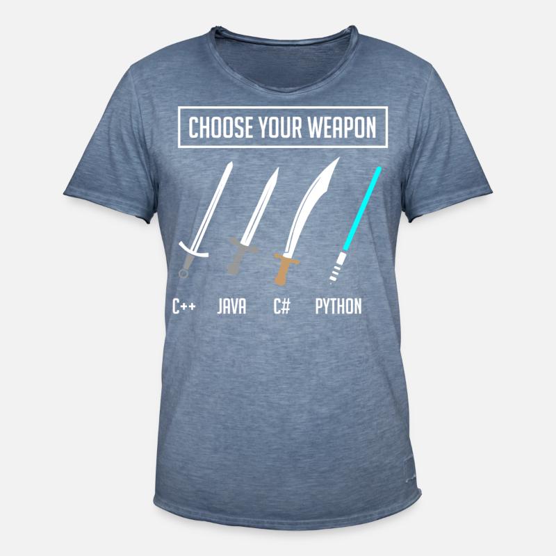 Python-Programmierung, Programmierer Python-Code - Männer Vintage T-Shirt - Vintage Denim