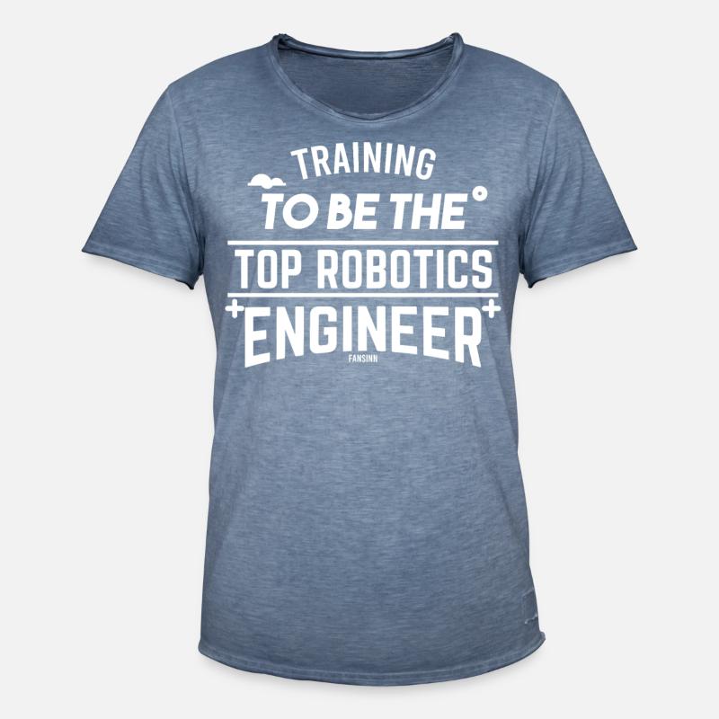 Roboter Kinder Robotics Nerd Computer - Männer Vintage T-Shirt - Vintage Denim