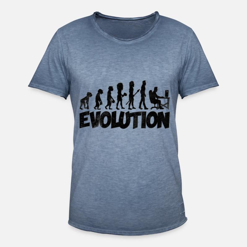 Computer Nerd Evolution - Männer Vintage T-Shirt - Vintage Denim
