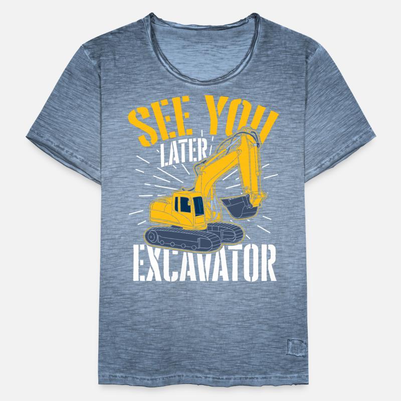Excavator construction work road construction dredging work Men's Vintage T-Shirt