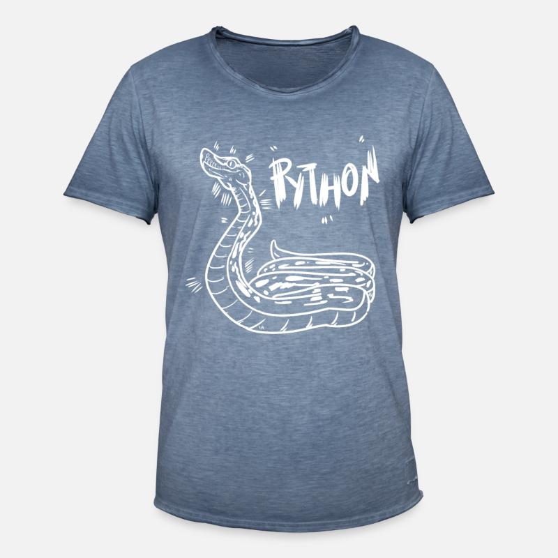 Python - Männer Vintage T-Shirt - Vintage Denim
