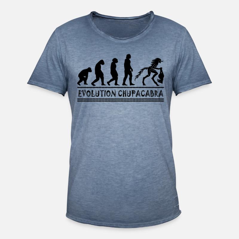 Cryptozoologists Chupacabra Creatures Evolution - Men's Vintage T-Shirt - vintage denim