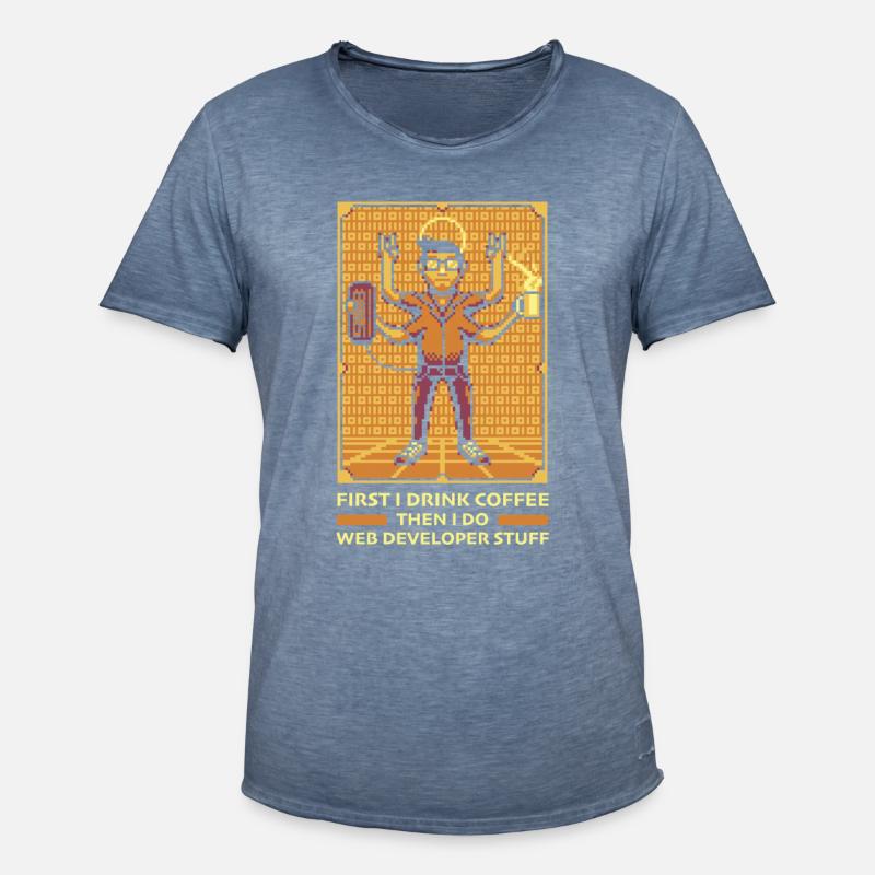 Web Developer Web Developer Coffee - Maglietta vintage da uomo - vintage denim