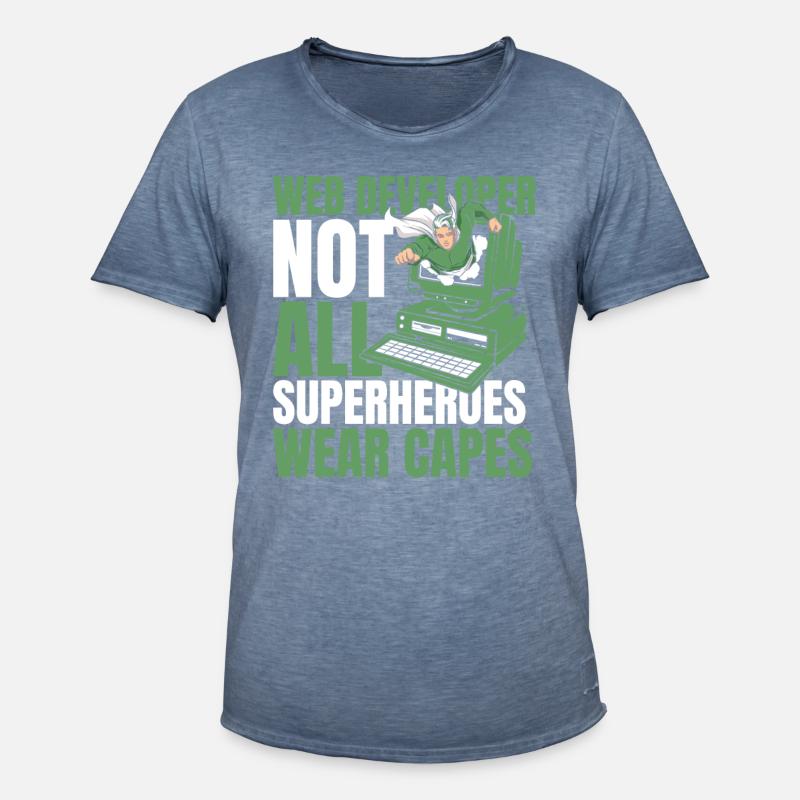 Web Developer Web Developer Superhero - Men's Vintage T-Shirt - vintage denim
