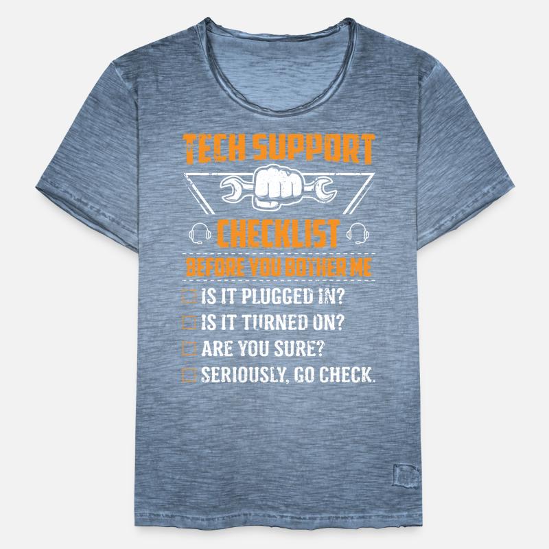 Technik Support Checkliste Computer IT Informatik Männer Vintage T-Shirt