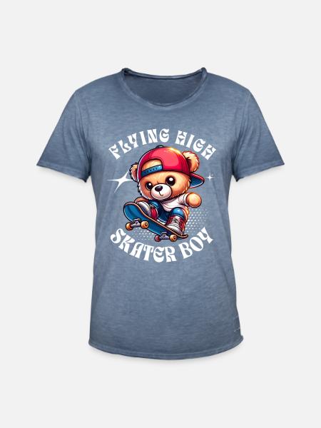 Skater teddy bear on skateboard - Men's Vintage T-Shirt - vintage denim