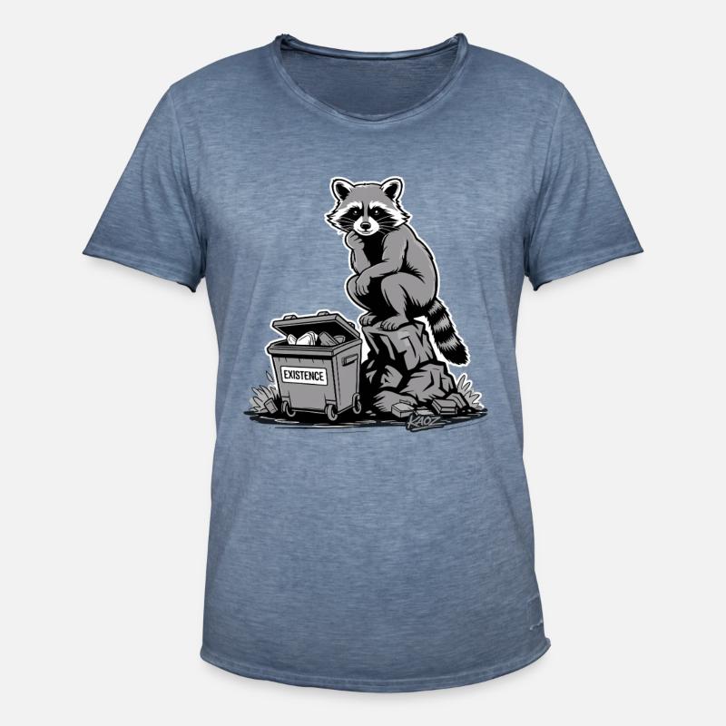 Existenz Waschbärmüllcontainer - Männer Vintage T-Shirt - Vintage Denim