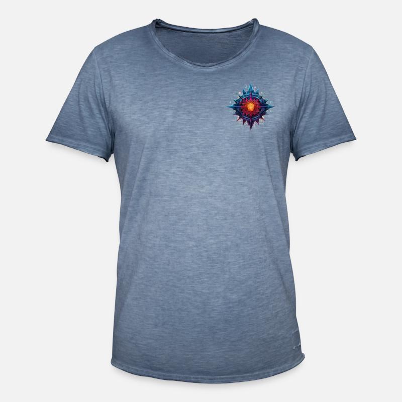 Bunte Blume oder Stern - Männer Vintage T-Shirt - Vintage Denim
