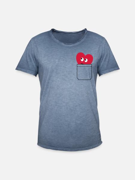 heart in pocket - Men's Vintage T-Shirt - vintage denim