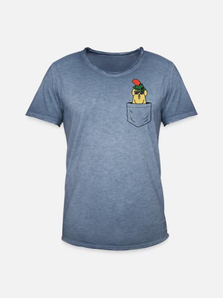 Hütehund aus der Tasche - Männer Vintage T-Shirt - Vintage Denim