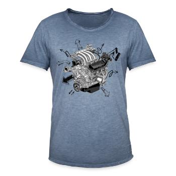 Motor - Männer Vintage T-Shirt - Vintage Denim - Vorne