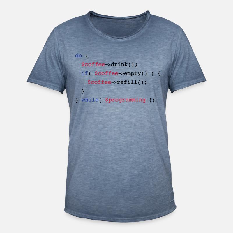 Code Coffee Refill Programmierung PHP - Männer Vintage T-Shirt - Vintage Denim