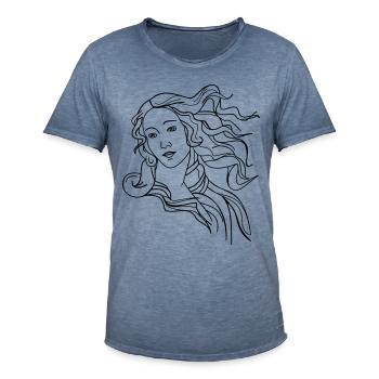 Venus - Men's Vintage T-Shirt - vintage denim - Front - Jose (178cm)