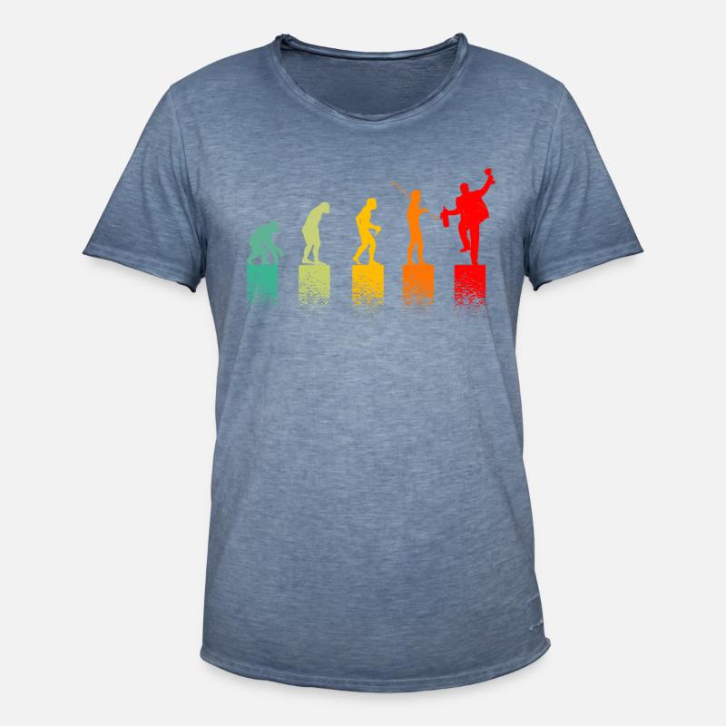 Evolution Aperitif Geschenkidee Lustiger Mann - Männer Vintage T-Shirt - Vintage Denim