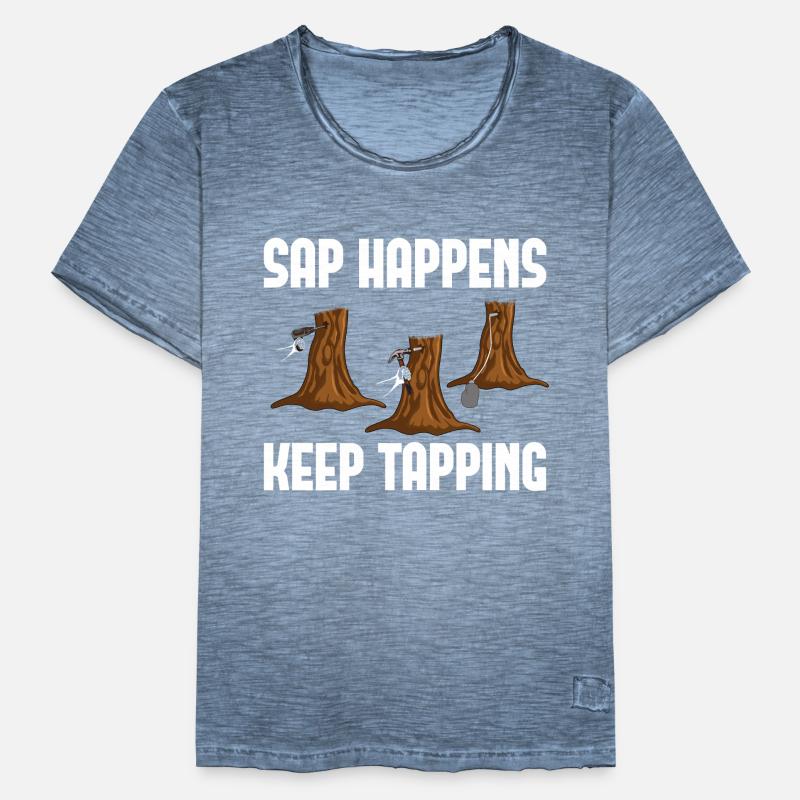 Sap Happens Keep Tapping Maple Tree Maple Leaf Men's Vintage T-Shirt