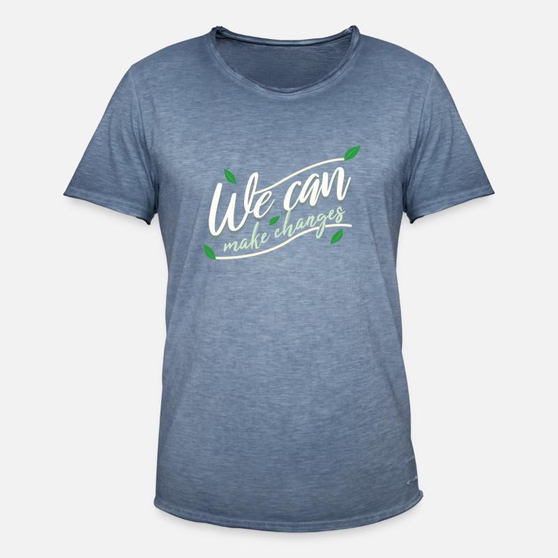 WE CAN MAKE CHANGES - Männer Vintage T-Shirt - Vintage Denim